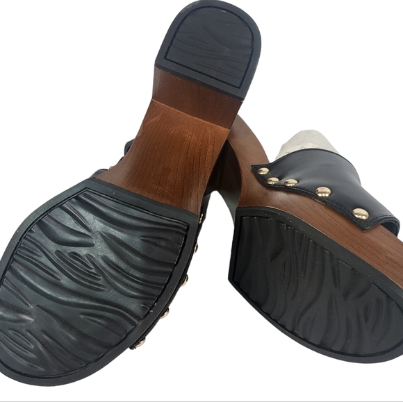 Franco Sarto Capri-Clog Slide Sandals Black Leather 6 - Picture 8 of 8